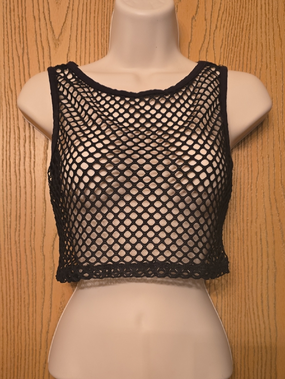 Black Fishnet Crop Tank Top